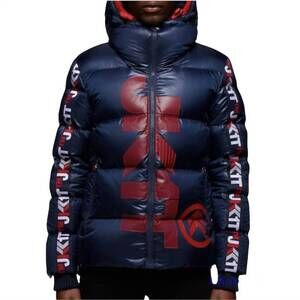 NEW JACK1T prime time racer down puffer jacket in navy/red